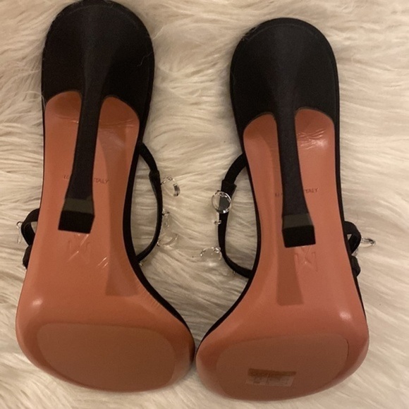 New Amina Muaddi Tina Satin Crystal Charm sandals size 37.5EU - Picture 11 of 14